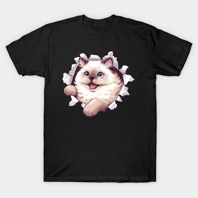 Funny Cut Out Cat Selfie T-Shirt by KromADesign